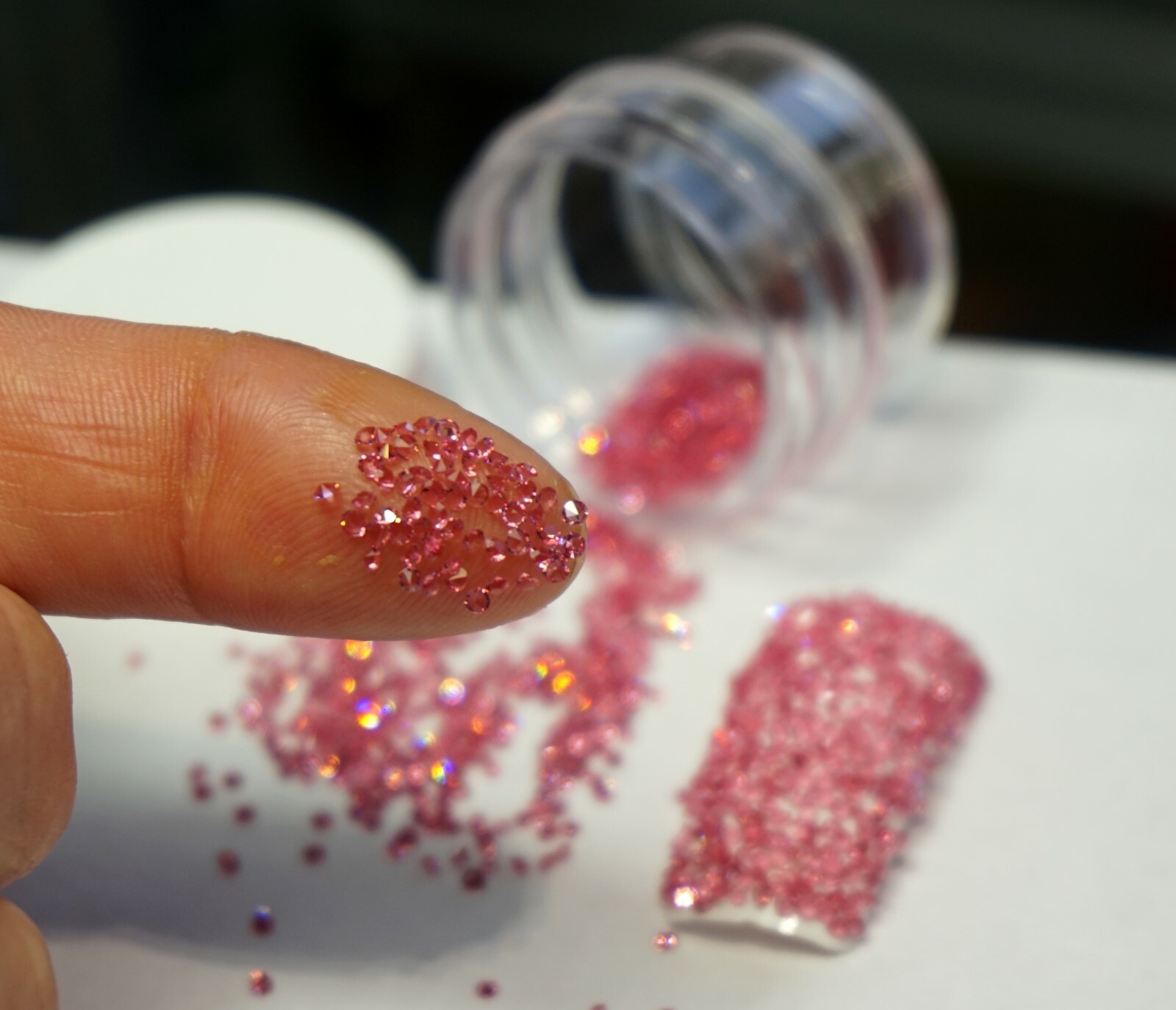 PREMIUM PINK CRYSTALS FOR NAILS 1000 Pixiecrystals Nail Art Small Gift