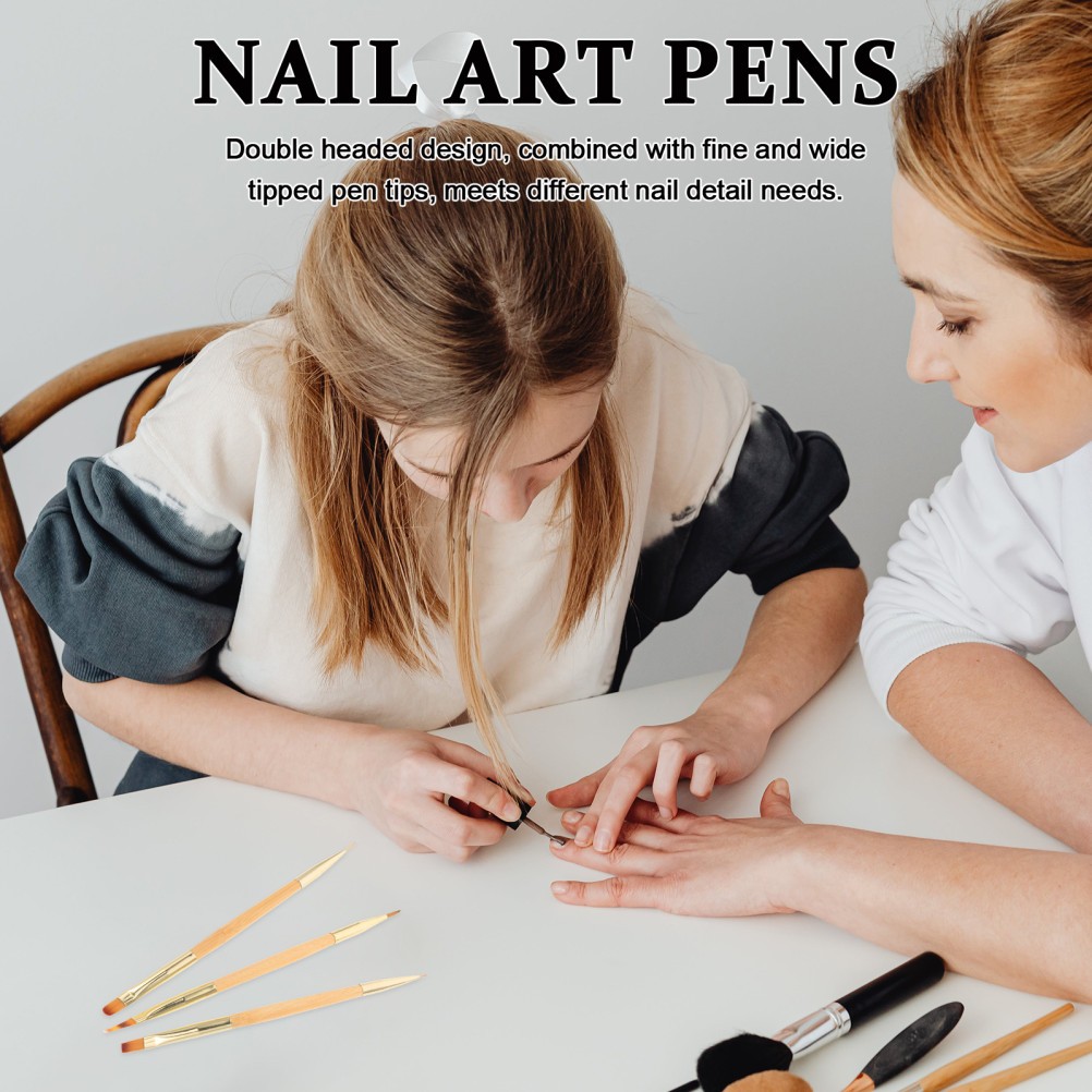 3Pcs Multi Functional Manicure Art Tools Khaki Nail Sculpting Brush Set