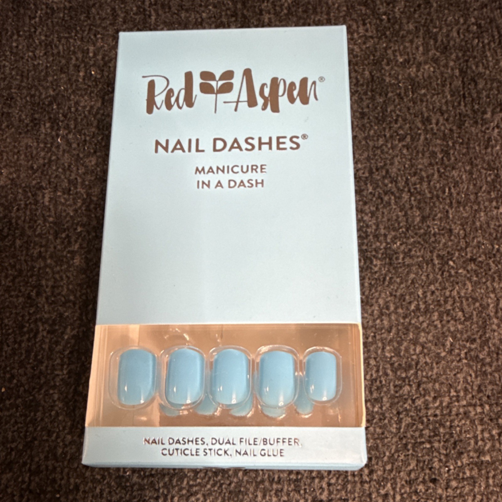 Red Aspen Nail Dashes Press-On Nails Elle-Ctric Blue Shiny, Glue Included