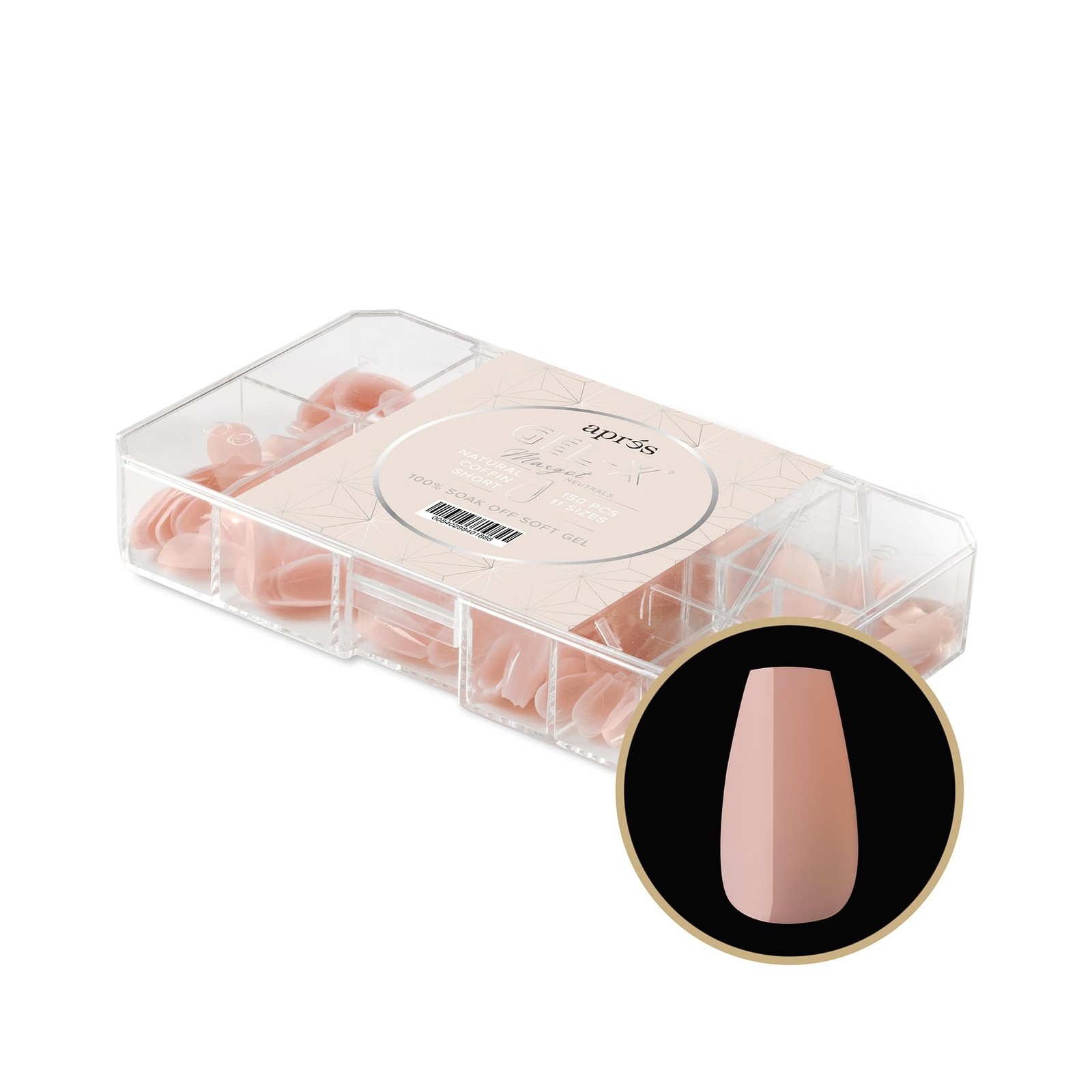 Apres Neutrals Gel-X Margot Box Of Press On Nails, 11 Sizes 00-9, Soft Gel Na…