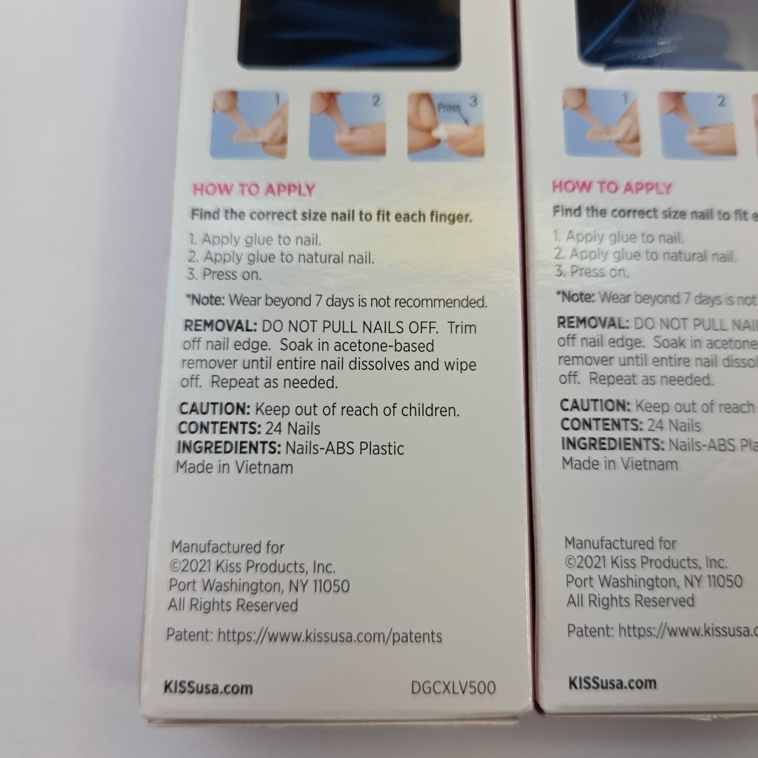 Lot of 2 Kiss Salon Color Nails FANTASTIC DISGUISE Extra Long Blue Full Cover