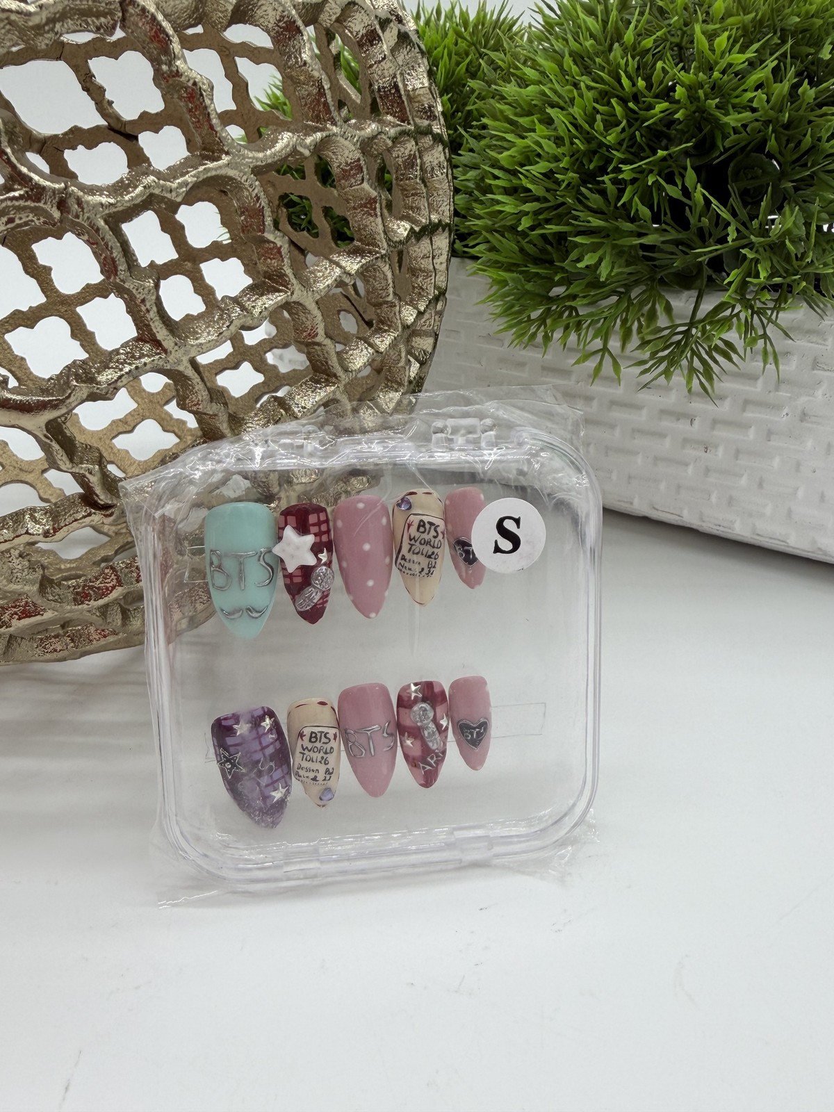 BTS World Tour 2026 Press On Nails Custom Handmade Kpop Fan Art Size S