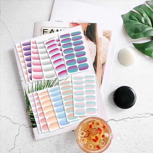 20 Sheets 280 Pieces 3D Solid Gradient Cat Eye Nail Polish Strips, Gel KIT4