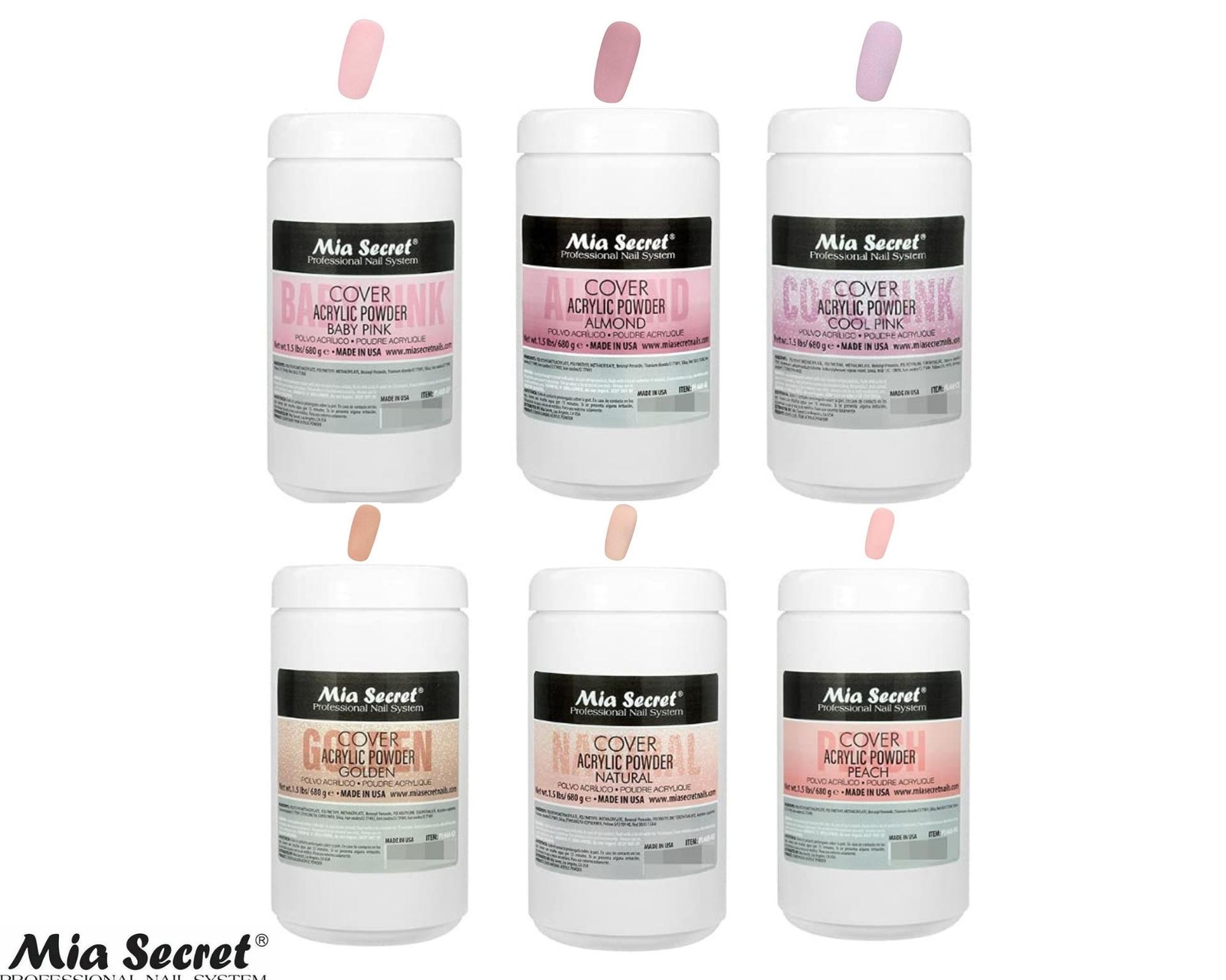 Mia Secret COVER (Baby Pink/Cool Pink/Natural/Peach/Almond/Golden) -1.5LB; 6pc