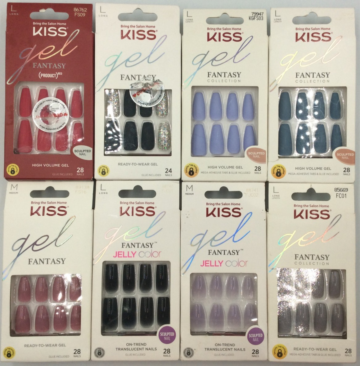 Kiss Gel Fantasy Sculpted Press-On Nails, Assorted Styles & Colors🎈PACK OF 8🎈
