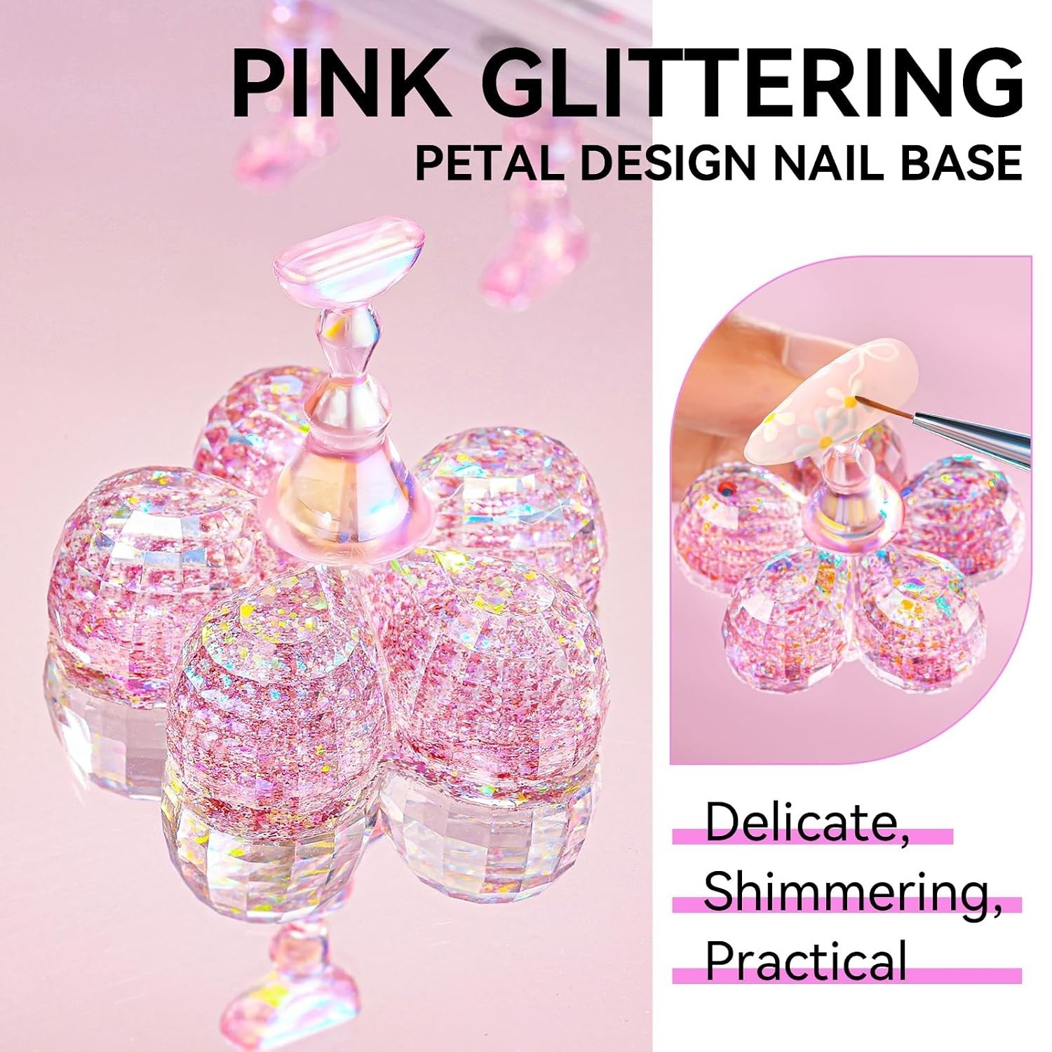 Portable Acrylic Nail Stand with Rainbow Holders for Salon & DIY Enthusiasts
