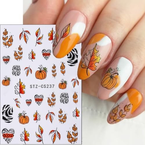 6 Sheets Fall Nail Art Stickers Thanksgiving Day Nails Fall Stickers Style 6