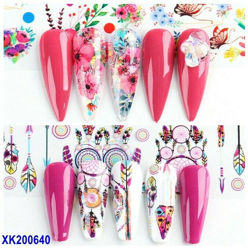 Love Flower Rose Butterfly Nail Foil Transfer Sticker 10pcs 20X4cm 200640
