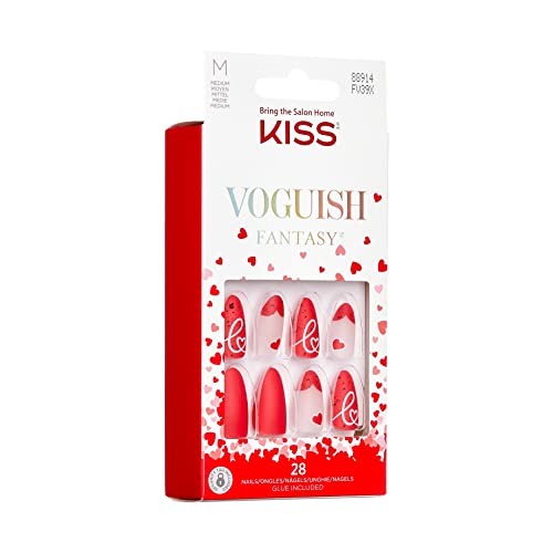 KISS Voguish Fantasy Valentine’s Day Fake Nails, ‘Be MINE’, 28 Count FV39X