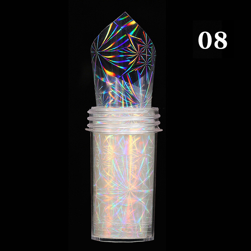 1 Rolls Holographic Nail Foil Punk Geometric Nail Art Transfer Stickers Glitter
