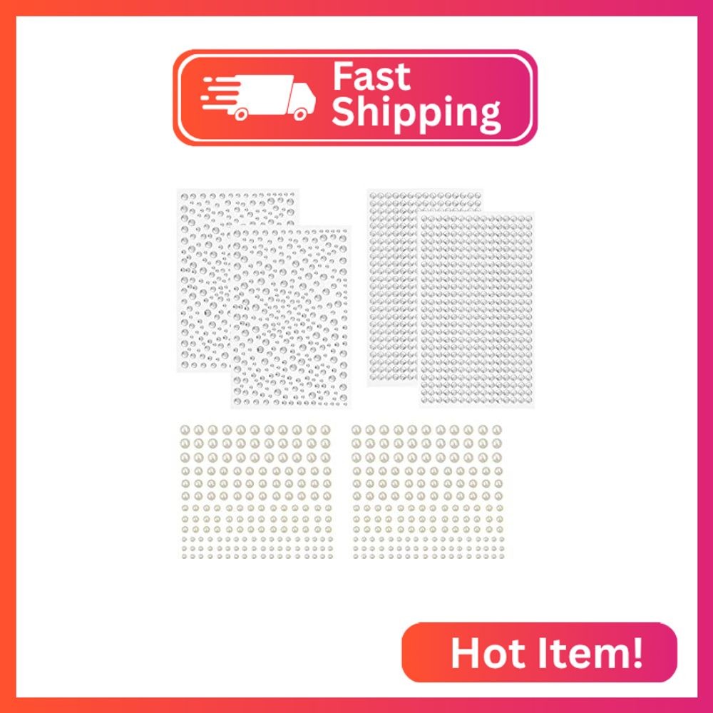 TuNan 1730pcs Clear Rhinestones & Pearl Stickers Self Adhesive, Crystal Stickers