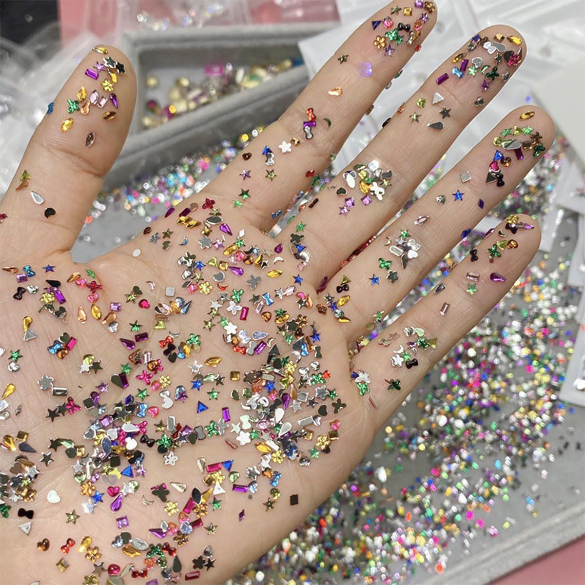 3000Pcs Colour Nail Charms 3D French Petite Nail Rhinestones Colorful Nail Gems