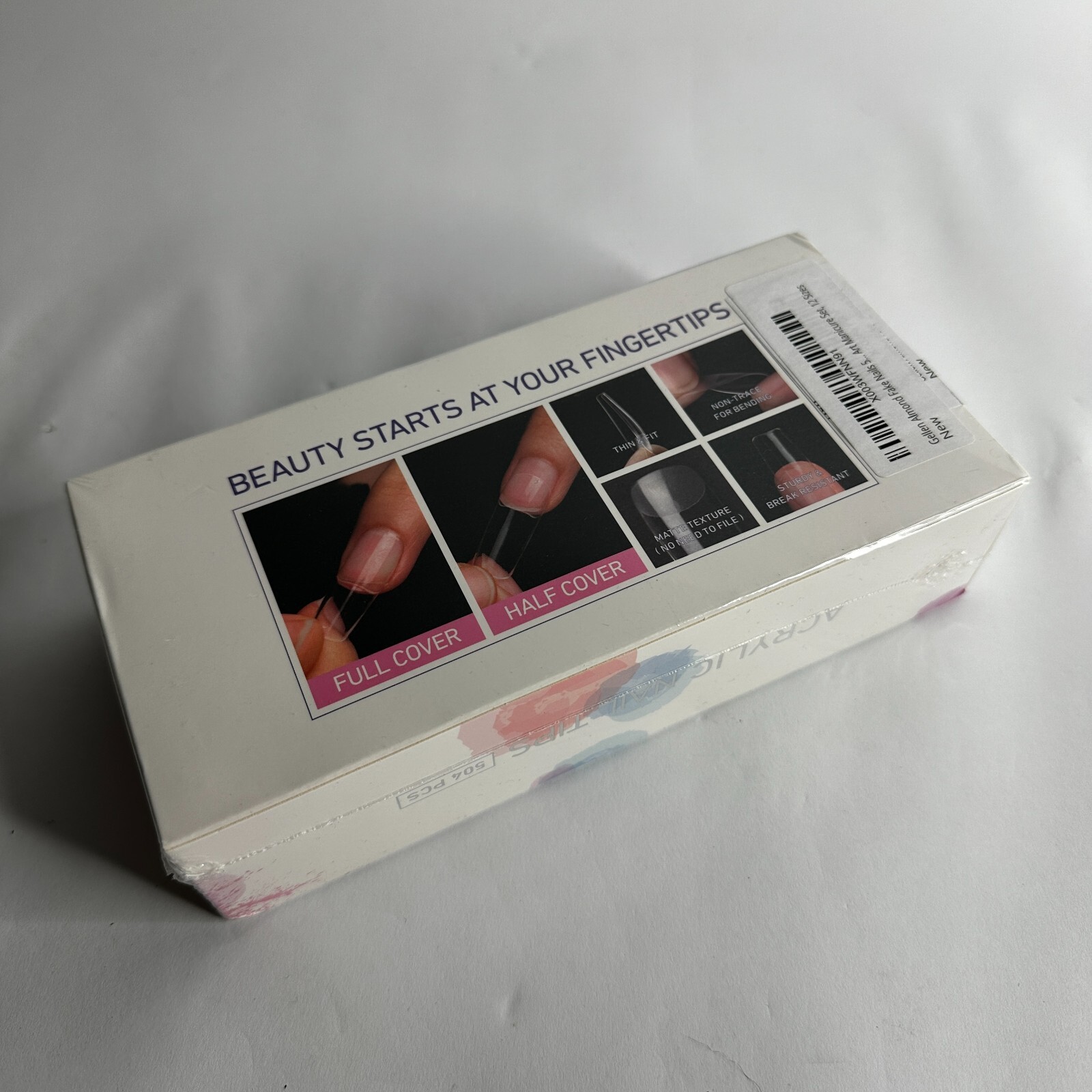 504 Pcs Gellen Acrylic Nail Tips, 12 sizes, Almond Shape
