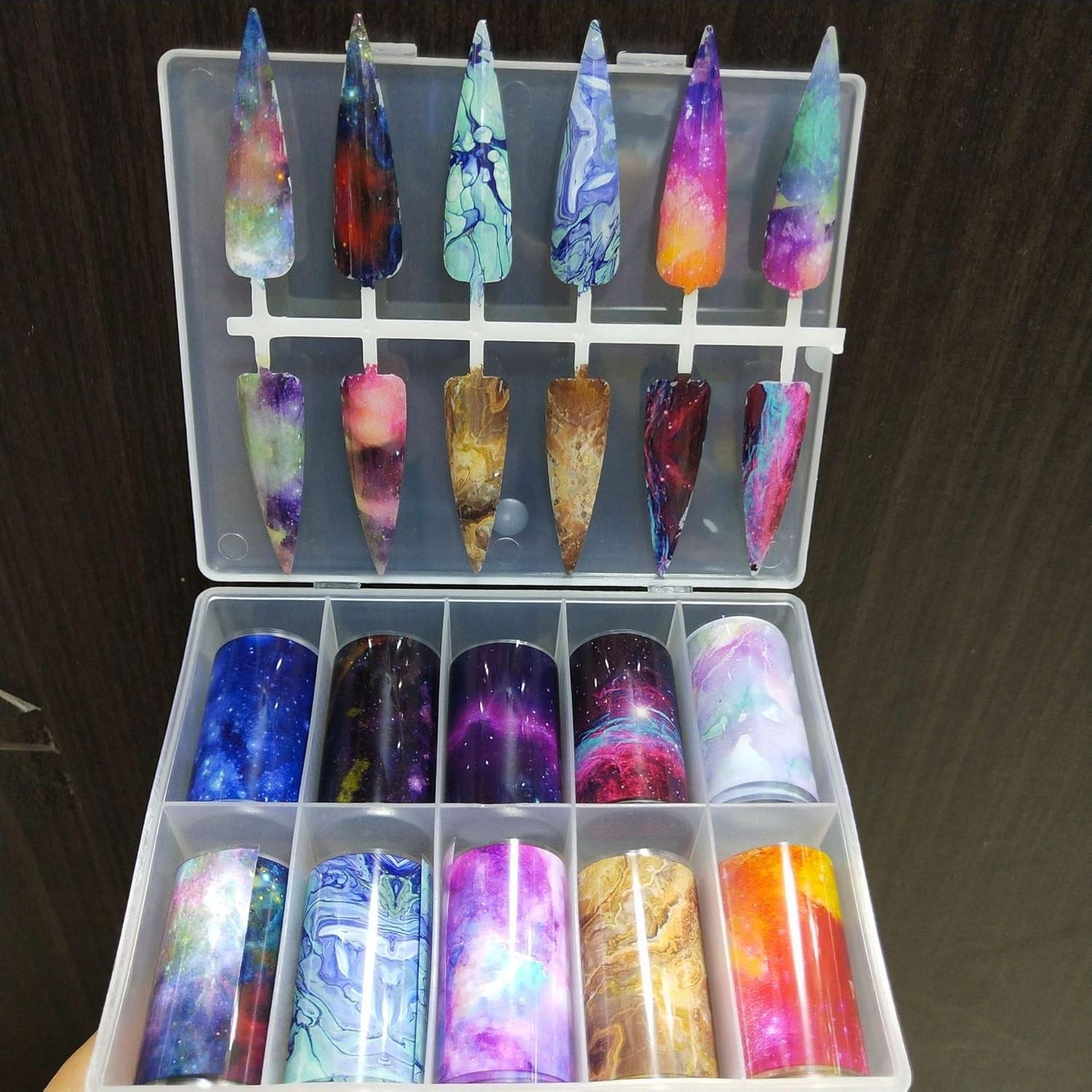 20 Color Starry Sky Stars Nail Art Foil with Nail Glue, Holographic Nail Art Tra