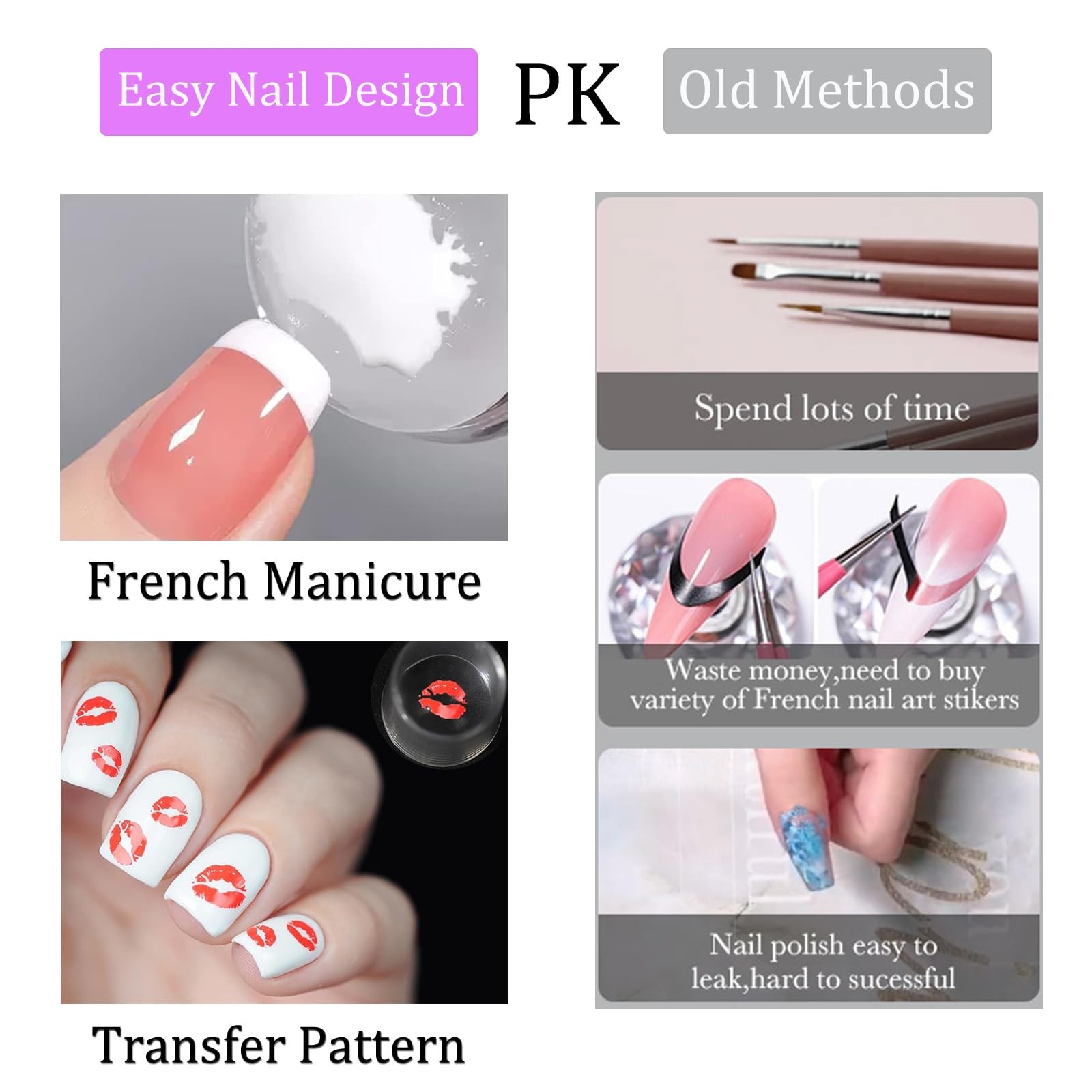 Nail Stamper Plate Kit, 4x Nail Stamping Plates +Dual-end Silicone Nail Art S…