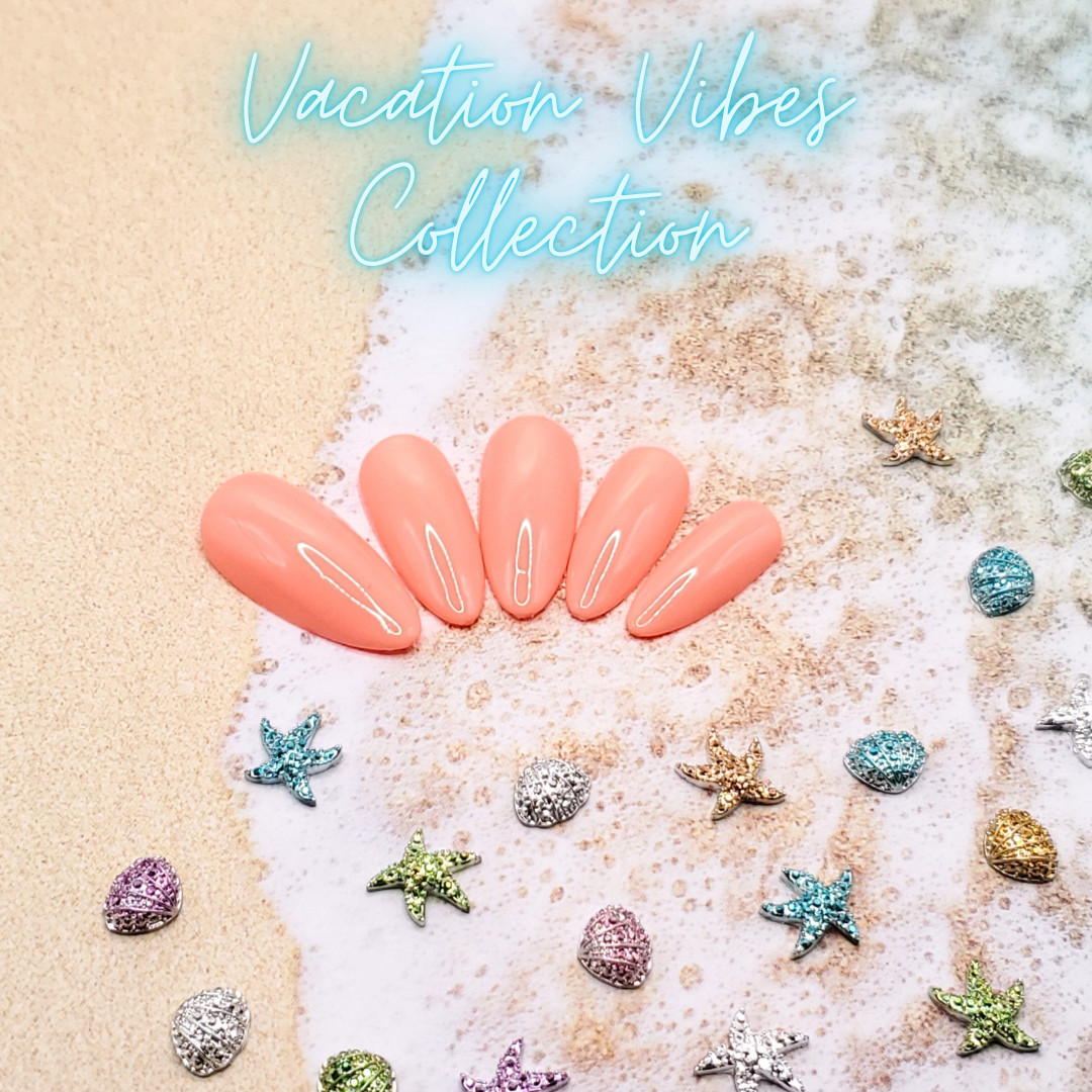 #406 Peach Orange Press On Nails | Handmade | Hard Gel Glue On Nails