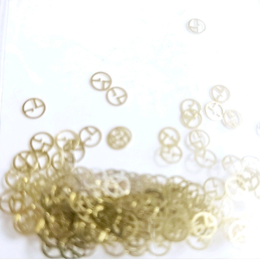 NWT NAIL ART DESIGN GOLD METAL NAIL DECALS: N°21 4mm×4mm!