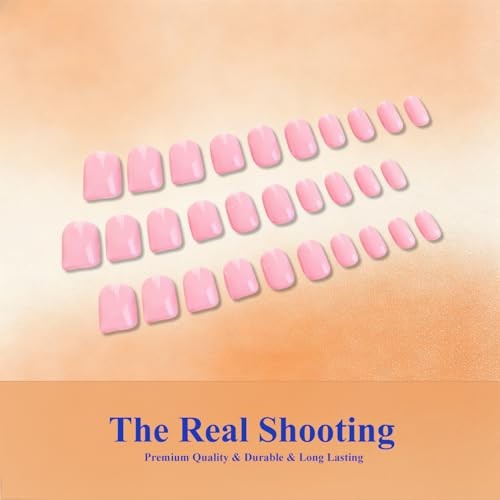 Press On Nails Short – Bright Baby Pink Press On Nails Square, 30 baby pink