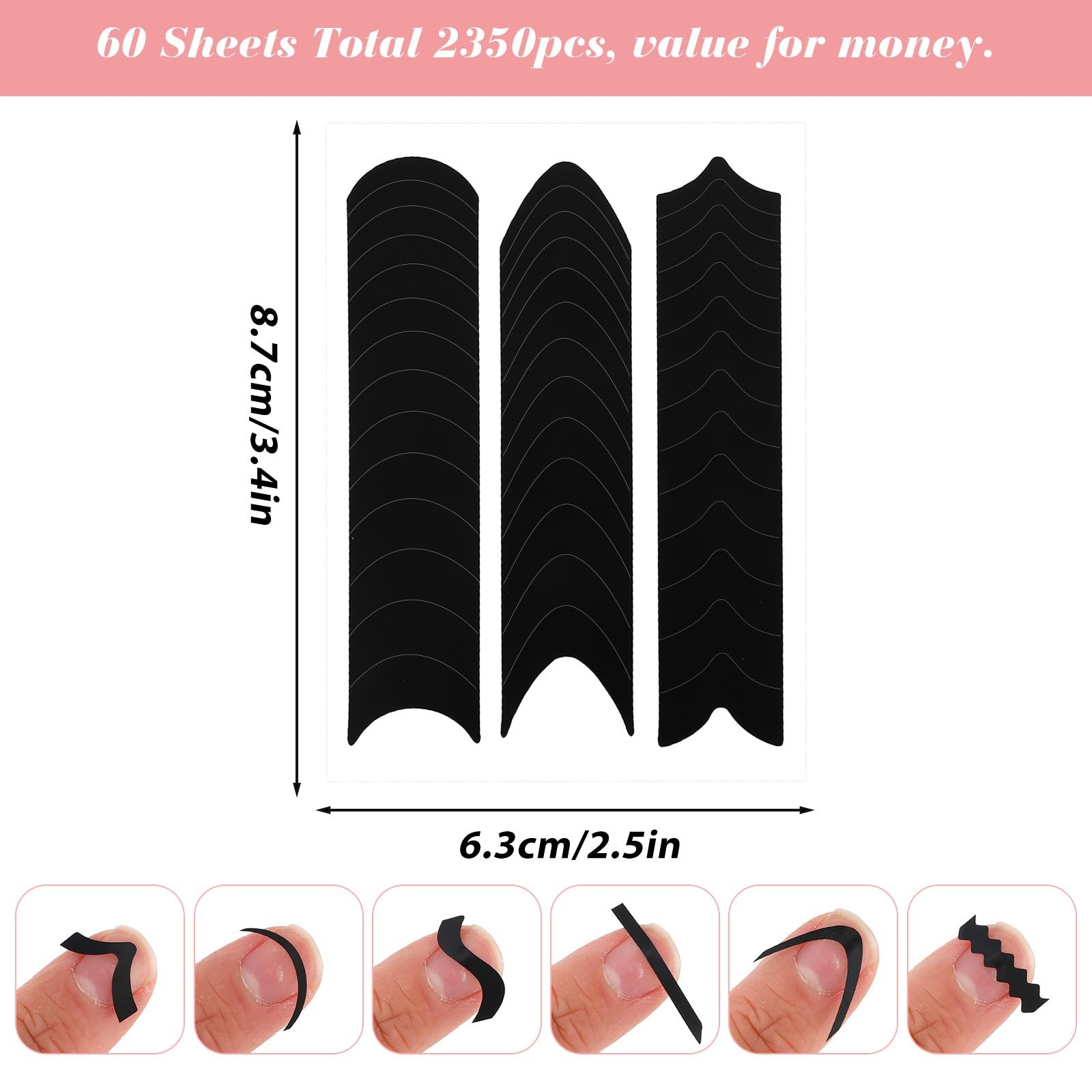 2350Pcs French Tip Nail Stickers,French Manicure Strips Frenchs Tip Guide Ste…