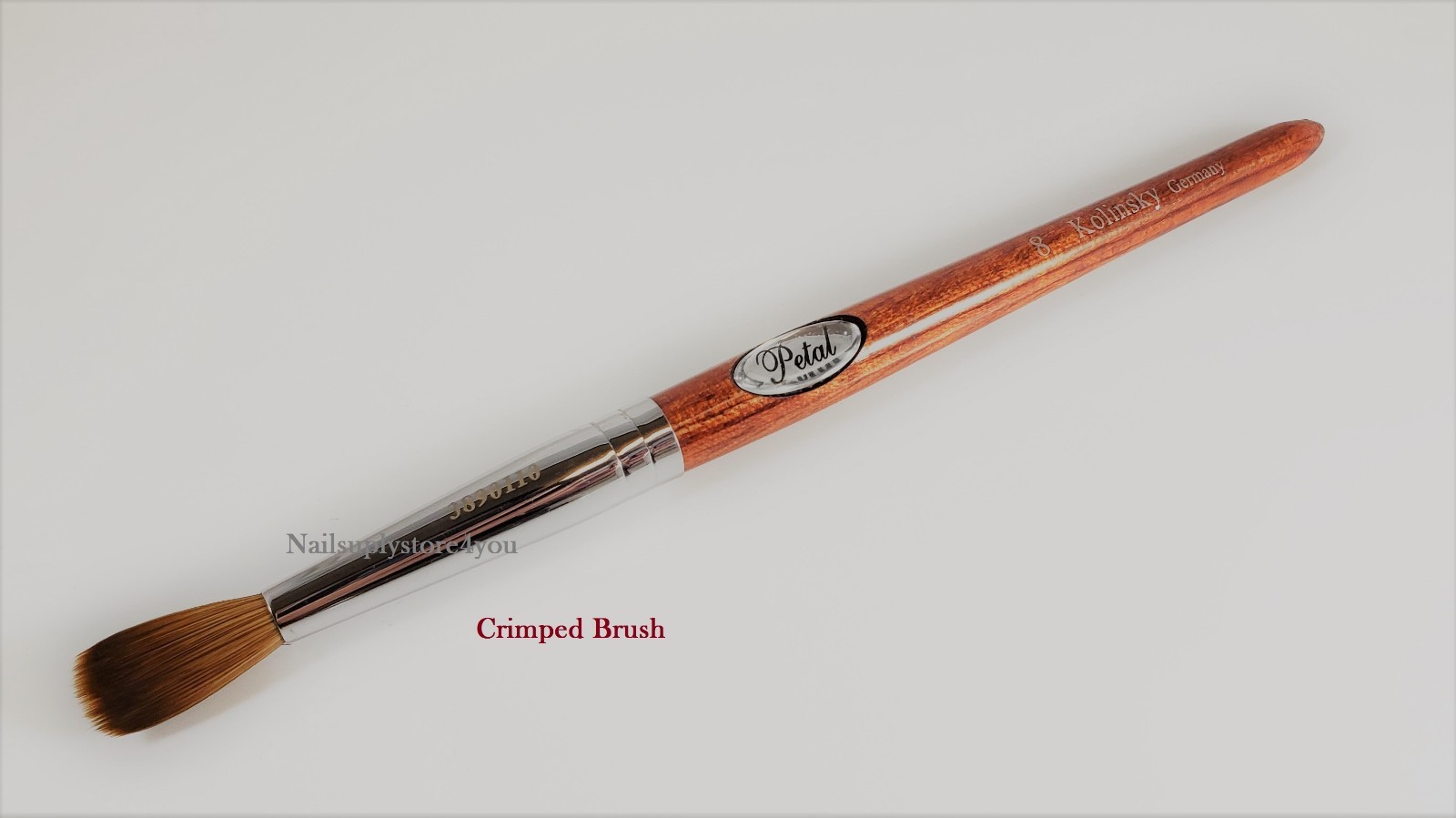 Petal Kolinsky Red Wood Handle Acrylic Nail Brush (Crimped) – Size #8