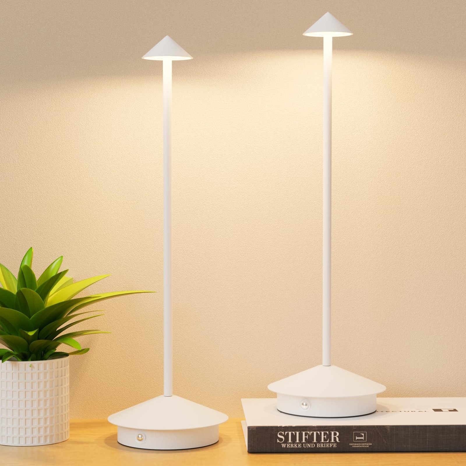 2-Pack 6000mAh Rechargeable Led Table Lamp Cordless,3000K-6000K Stepless Dimm…