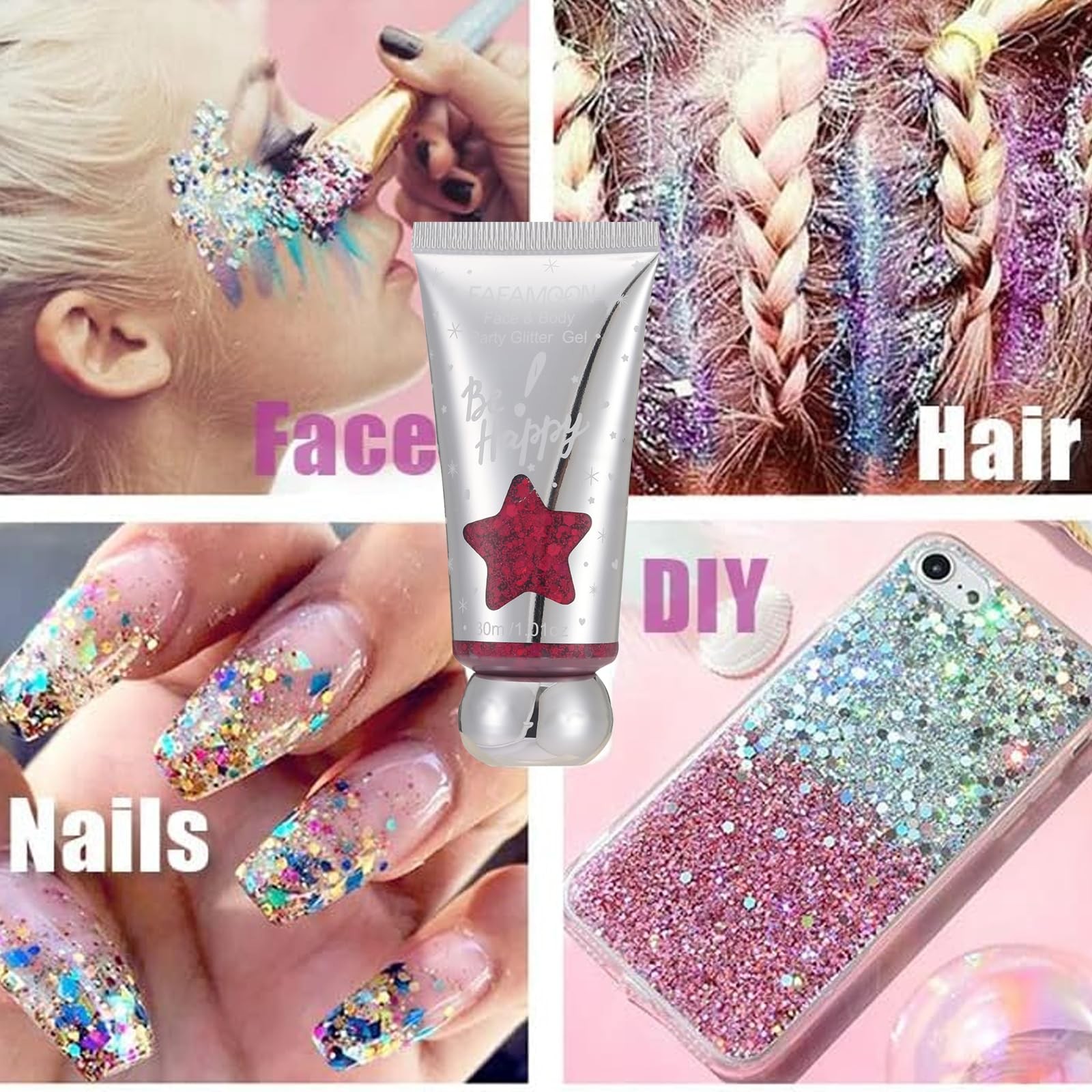 6Pcs Holographic Body Glitter Gel Set, Mermaid Sequins Liquid Holographic Gli…