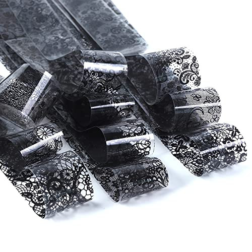 Lace Nail Foil Transfer Stickers Black Lace Nail Foils Decals Nail Art