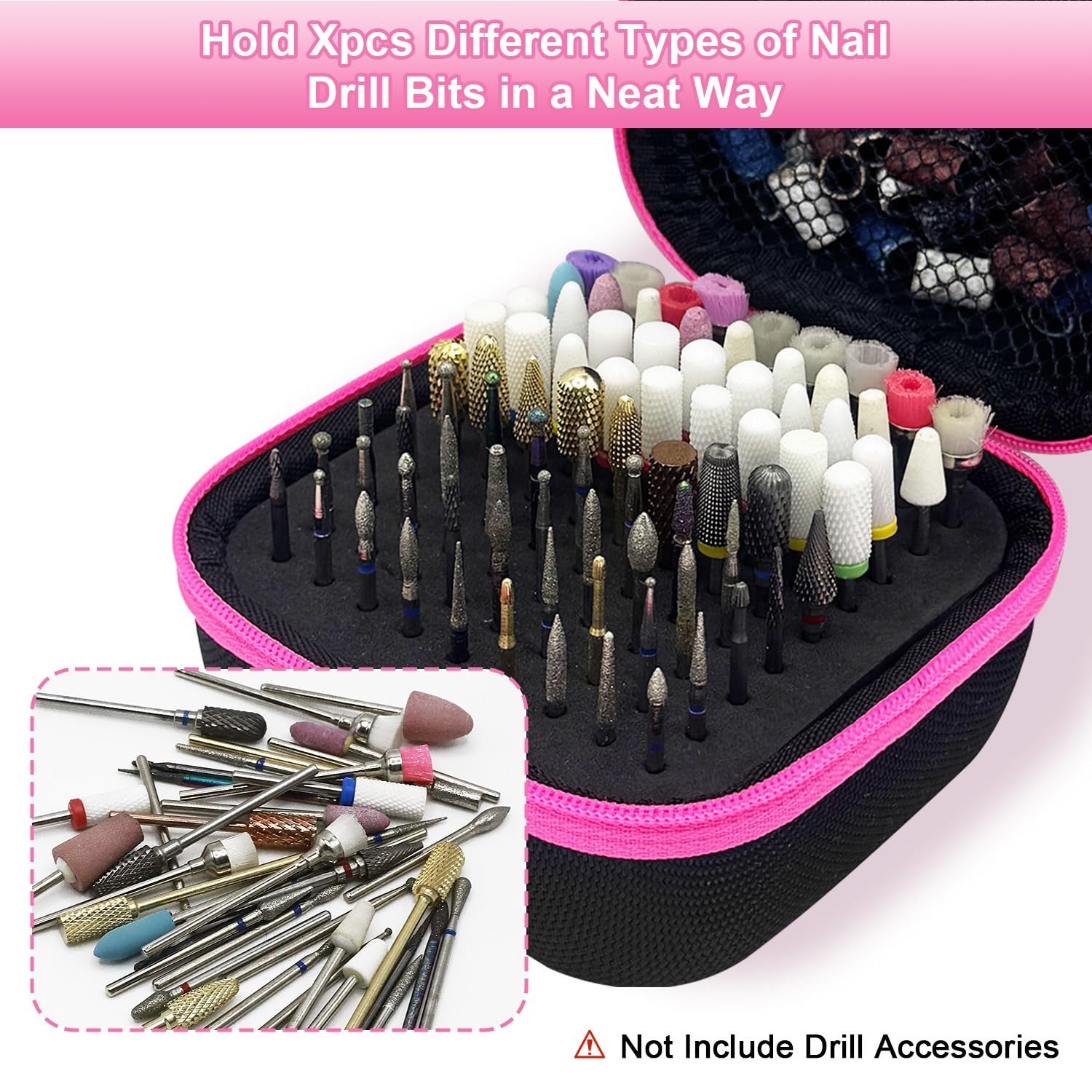 81 Holes Nail Drill Bit Holder (ONLY CASE),Dustproof Portable Organizer Stora…
