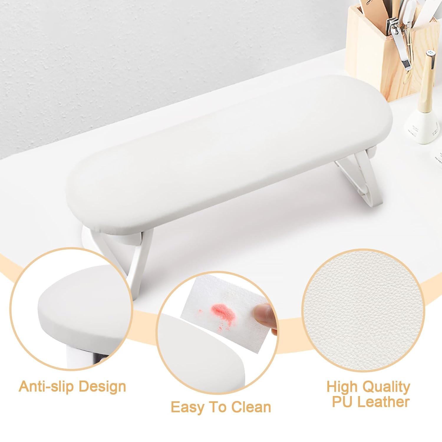 Nail Arm Rest, Foldable PU Leather Nail Hand Rest for Acrylic Nails Cushion Hand