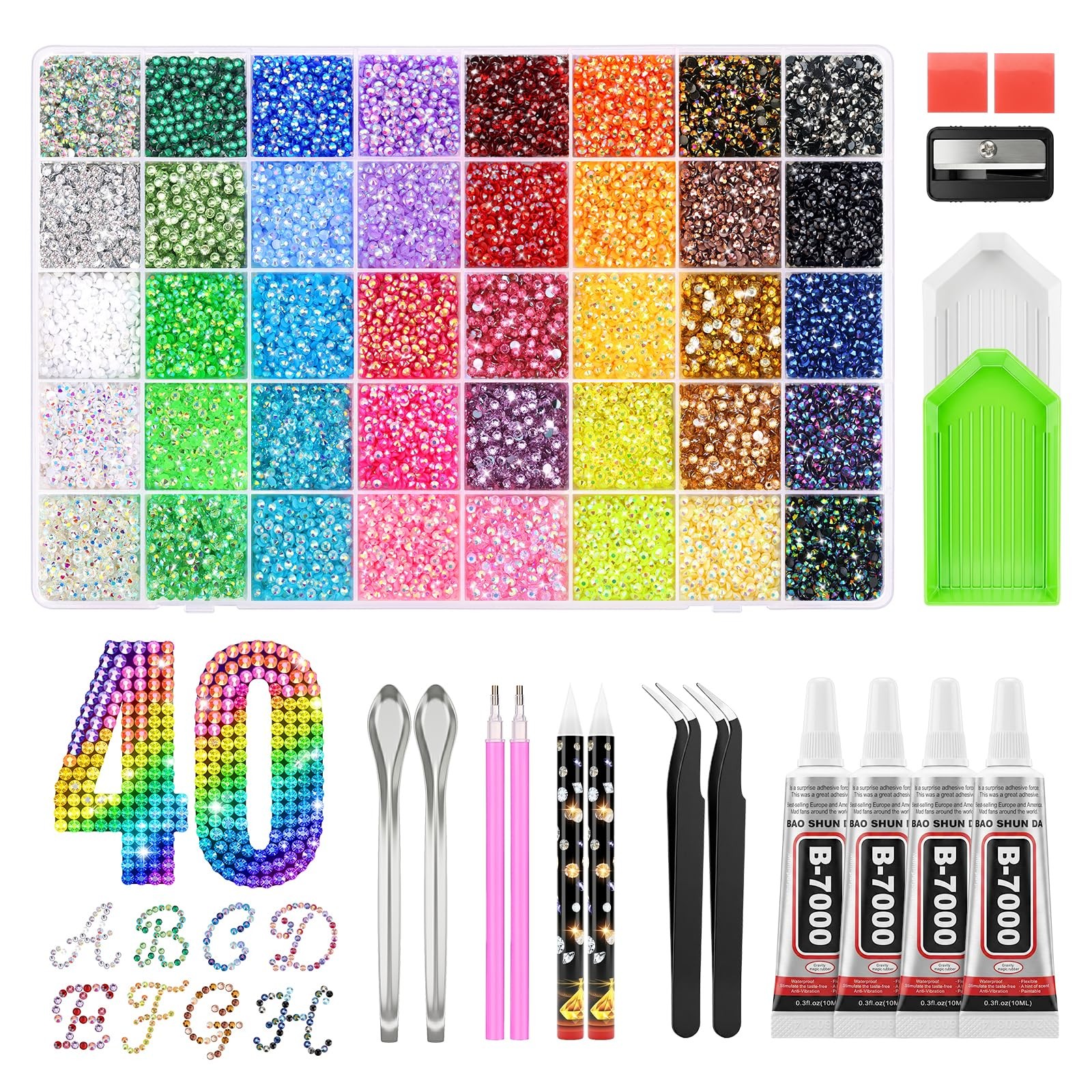 Bedazzling Kit 50000 Pcs 40 Colors, Rhinestones for Bedazzling Gems, 3mm Beda…