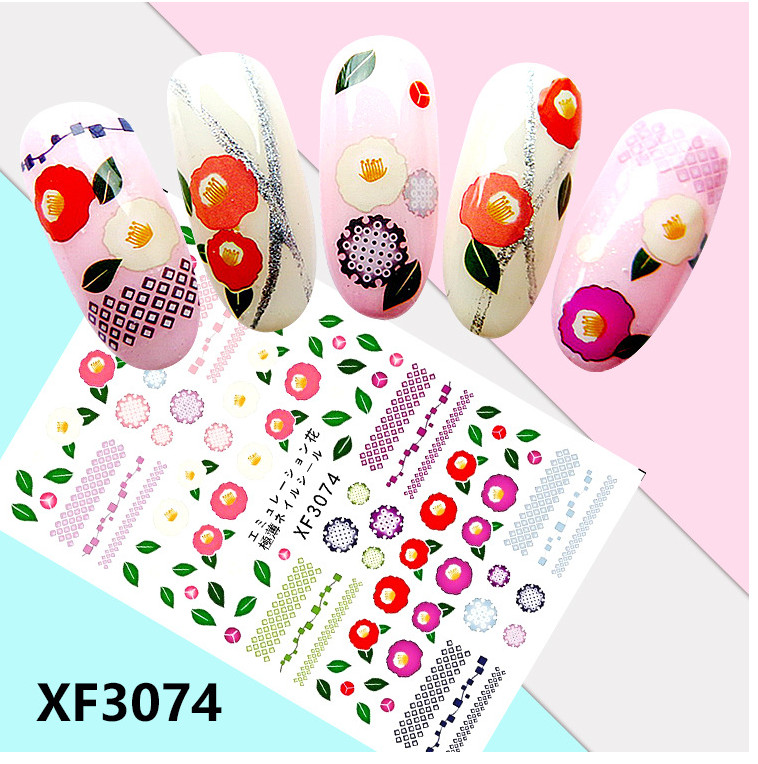 Nail Art Stickers Decals 12Pcs Flower Fruit Ladybirds Owl Cat Self-Adhesive NS34