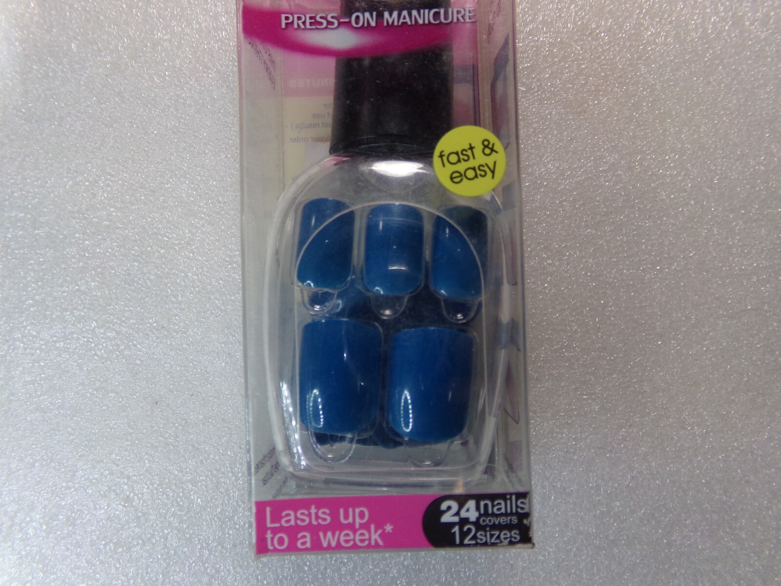 Nadeco Nails “Compare to imPRESS” Press-on Nails short, Shiny Blue Patterns