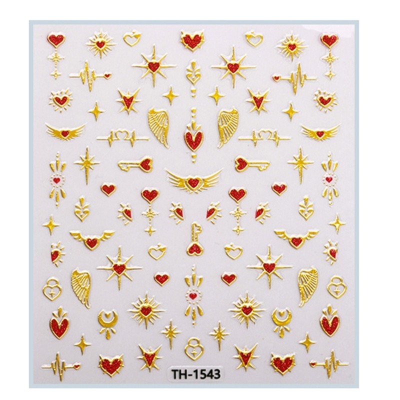 1 Sheet Unique Nail Decals with Heart and Lip Designs Gift for Valentine s Day