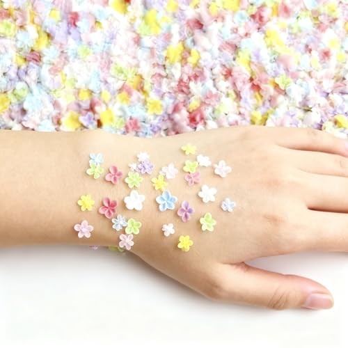 300Pcs Flower Nail Art Charms 3D Flowers for Nails Random Color multicolored
