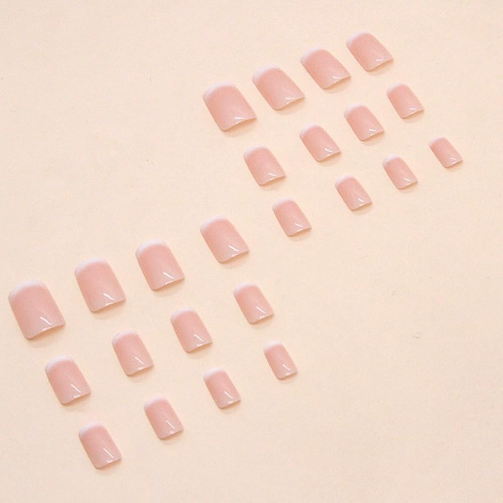 24Pcs Glamorous Pink-White Ombre Acrylic Press-On Nails for Effortless Beauty