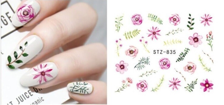 Flower, Floral Nail Art Water Decals DIY Nail (Group 7)