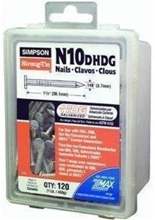 Simpson Strong-Tie N10DHDG-R Hot Dip Galvanized Smooth Head Connector Nail 9 ga.
