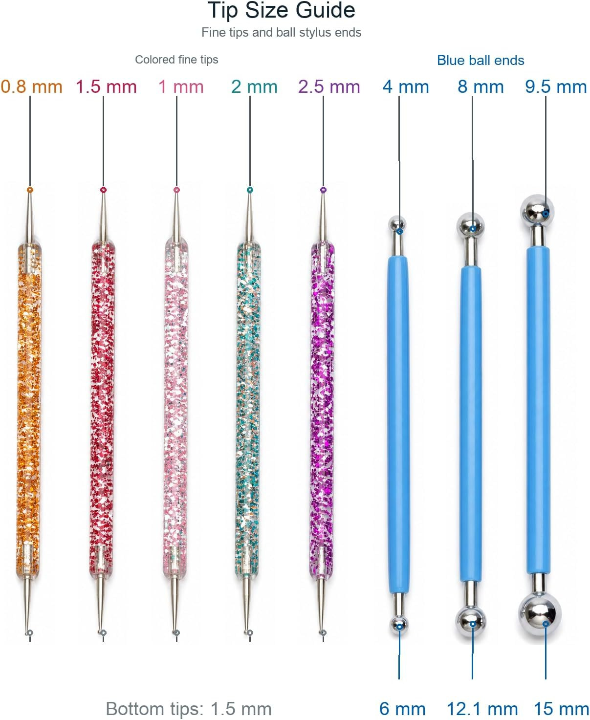 8-Piece Dotting Tools, Ball Stylus Set for Painting, Clay, Nail Art | Double-End