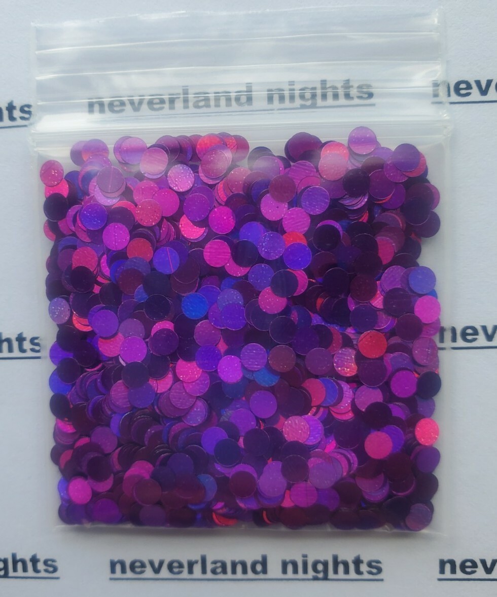 Purple Holographic Reflecting Circles, round glitter for acrylics, gels, crafts