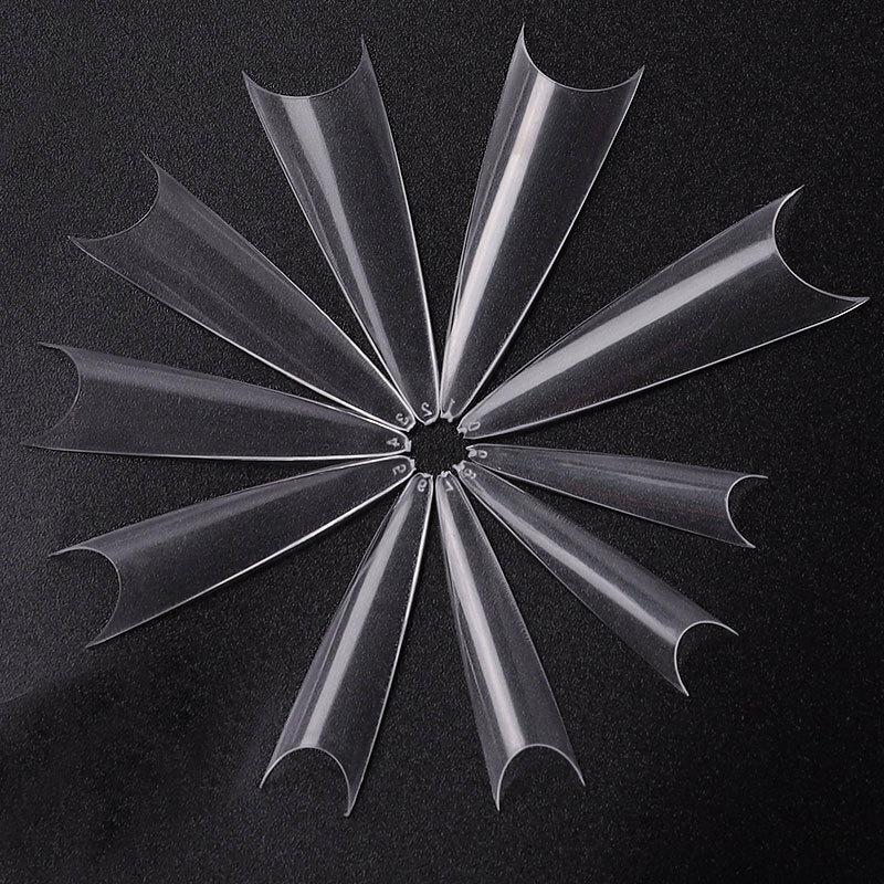 600Pcs/bag Nail Art Sharp Long Stiletto False Fake Nails Tips – Clear / Natural
