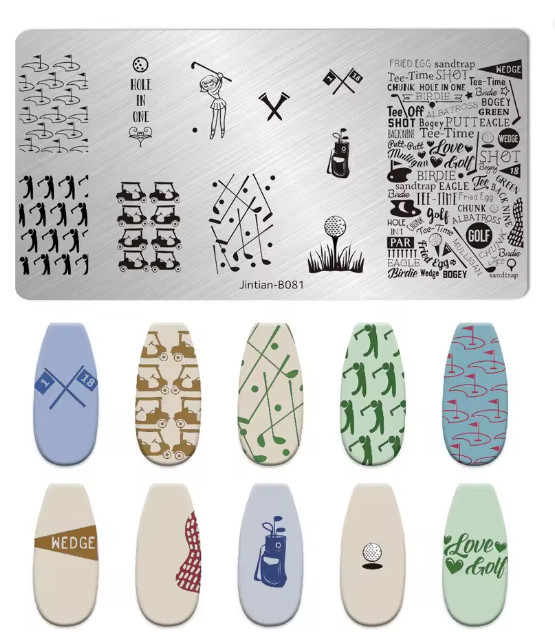 Nail Stamping Plate -JinTian B081 Golf Tribute – New