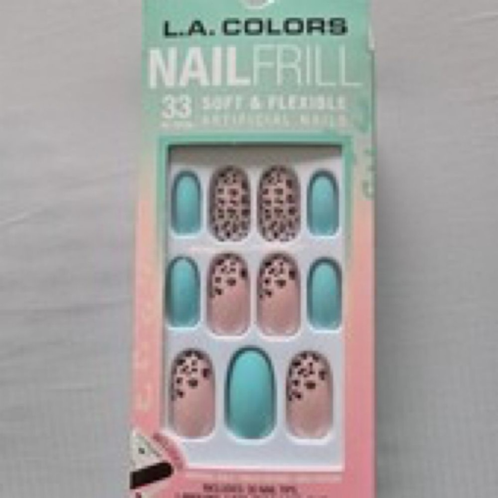 LA Colors Nail Frill Artificial Nails Bundle 3 Sets Almond Square Tan Teal NEW
