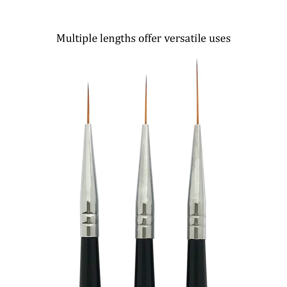Winstonia Nail Brushes Set 3pc Long Striping Brush Acrylic Striper Pen Manicure