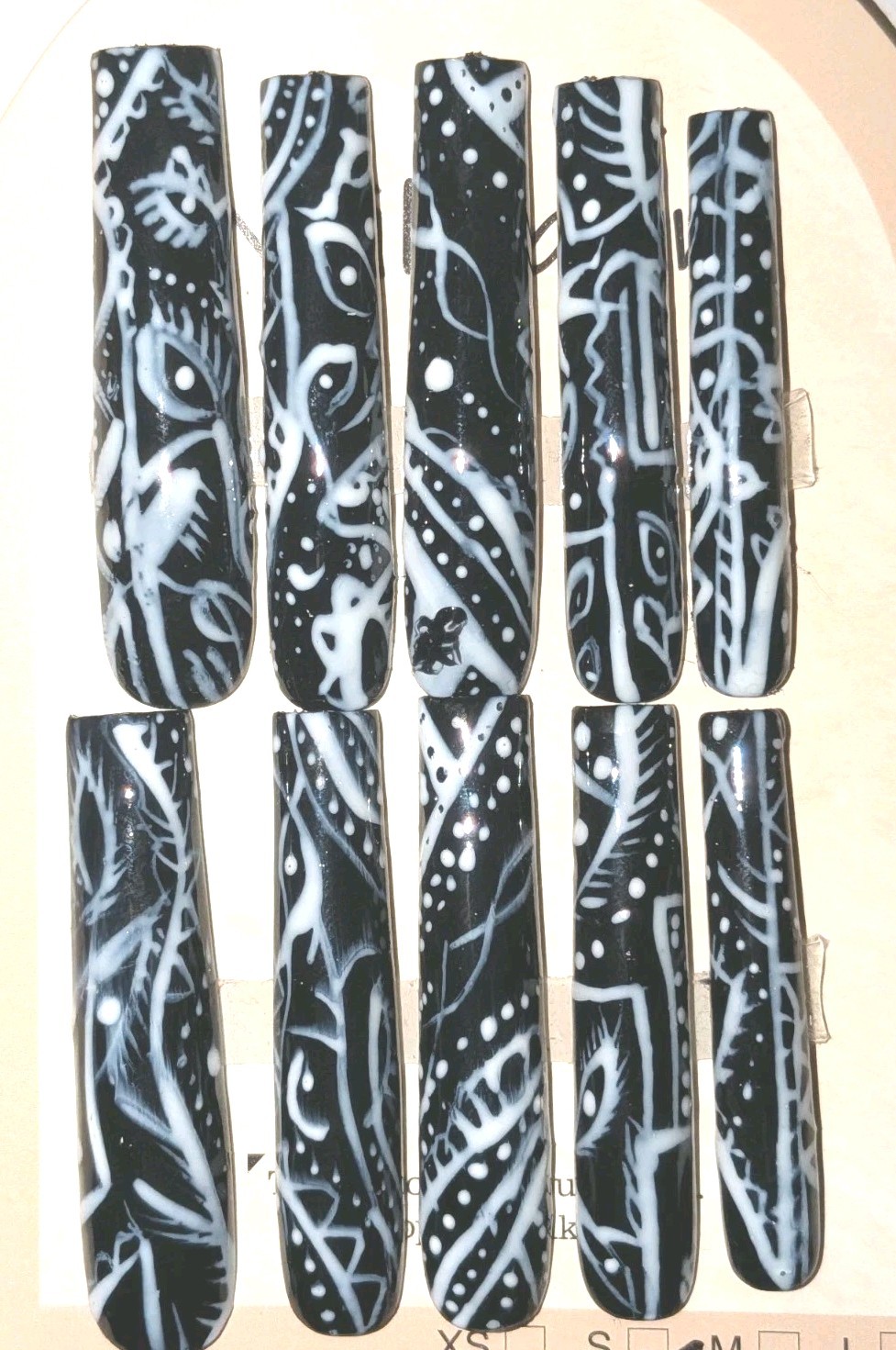 Handmade custom Black Paisley bandanna 10pc 3xl acrylic press on nails Sz Small