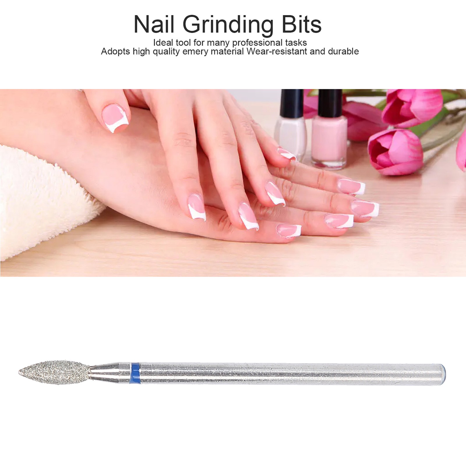 50pcs Nail Drill Bits Polishing Grind Head Manicure Tool (M-2.7mm)