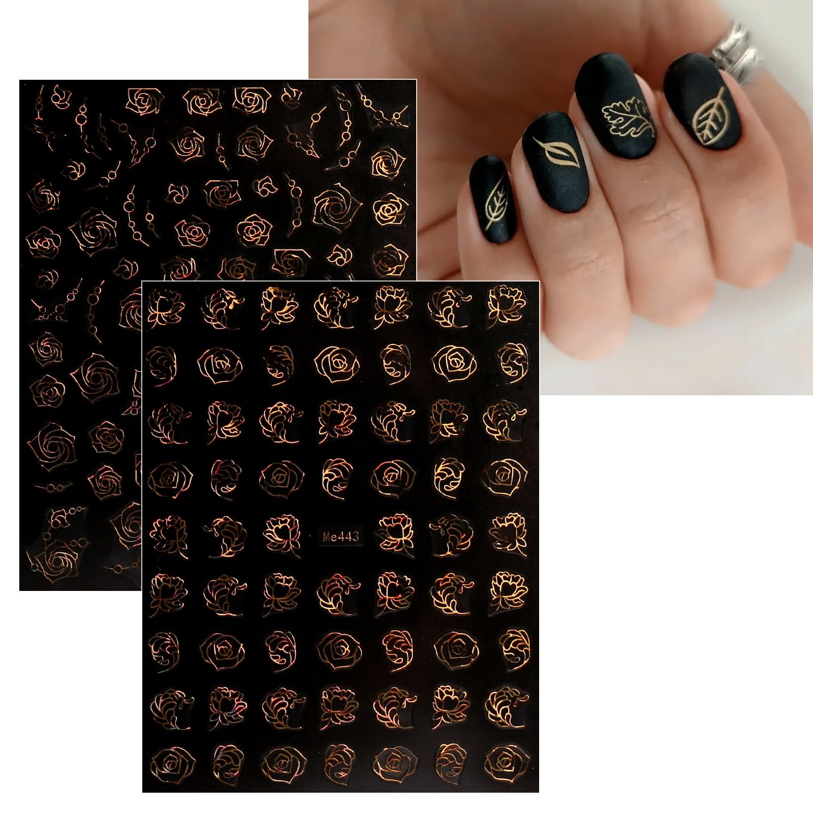 12 Sheets Flower Nail Art Stickers Decals Self-Adhesive Pegatinas Uñas Spring…