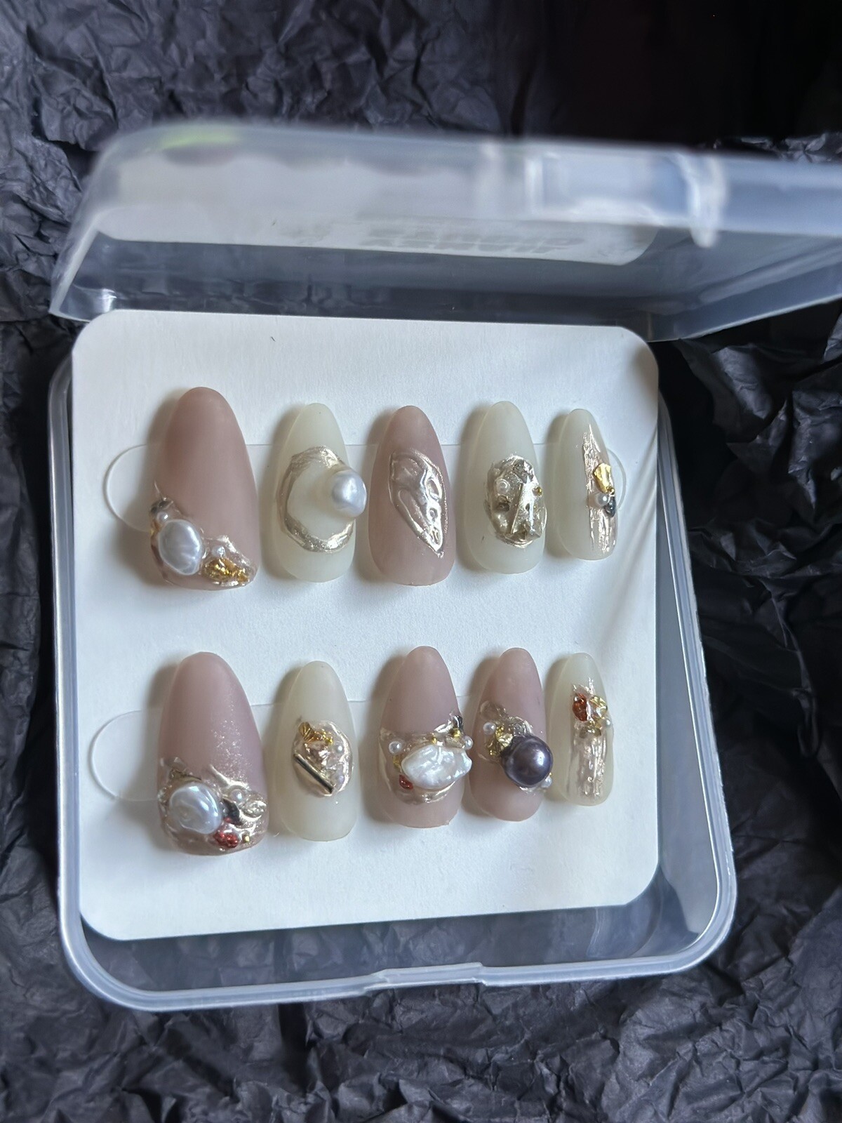 🔥CUSTOM Gel Press On False Nails set /Handmade /Medium Almond size：S