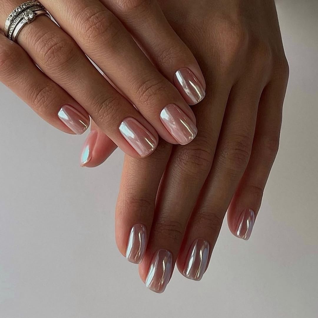 Nude Press On Nails Short – KQueenest 0.04 Fl Oz (Pack of 24), square peach