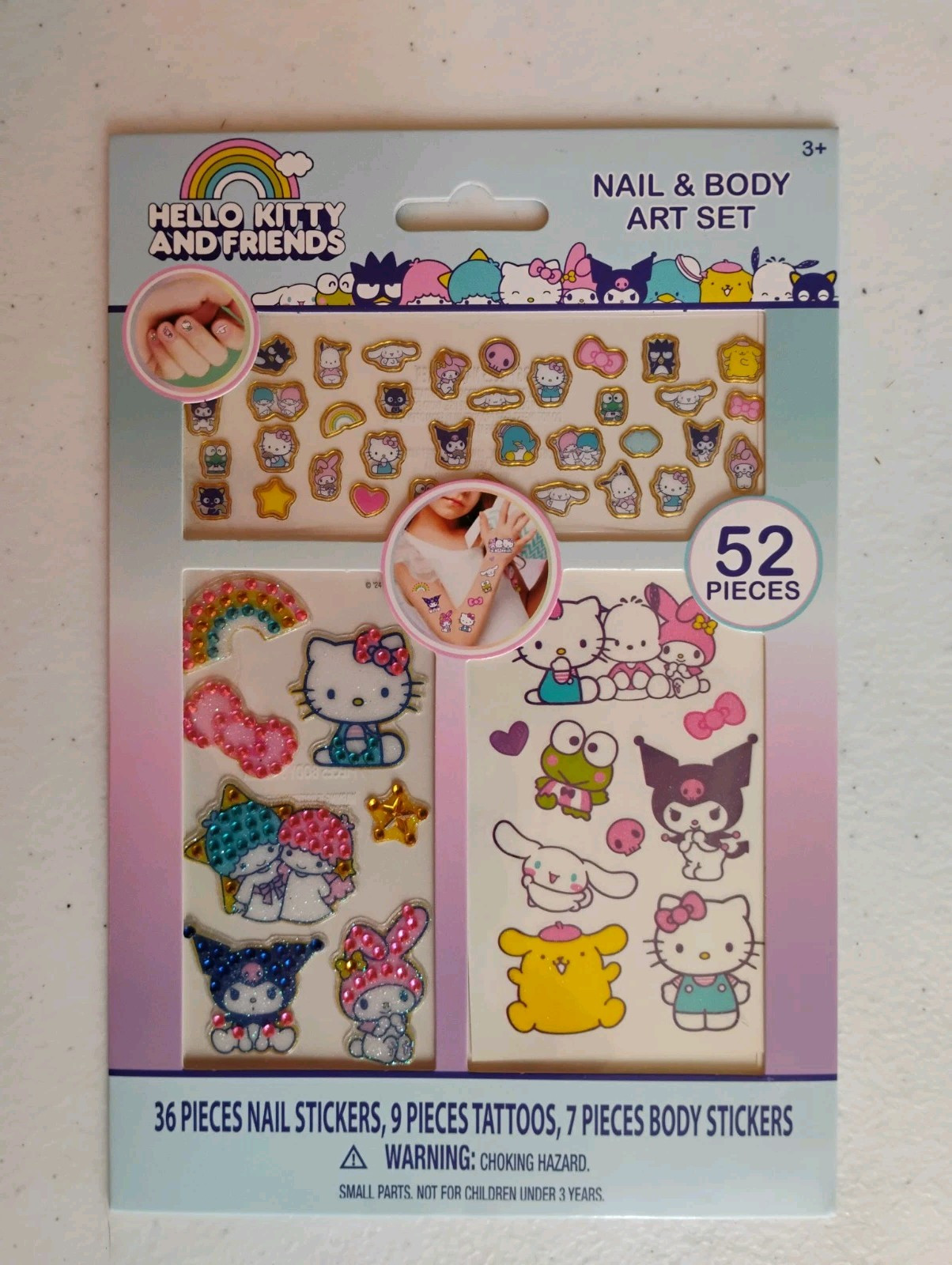 7 Sanrio Hello Kitty & Friends 52 Pieces Nail & Body Art Sets Party Gift