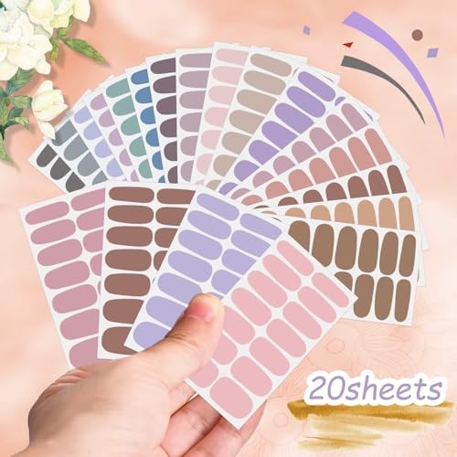 20 Sheets Nail Stickers Full Nail Wraps Nail Polish Strips Light Solid Color